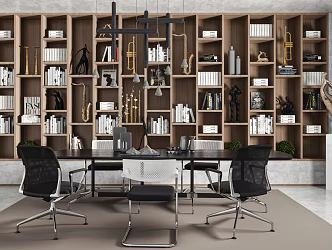 Modern office desk and chair office desk and chair bookcase combination 3d model