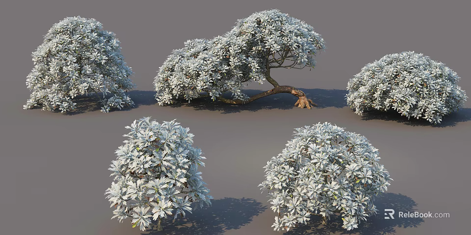 Lush Green Shrubs In Various Shapes For Garden Landscape Design 3d model 