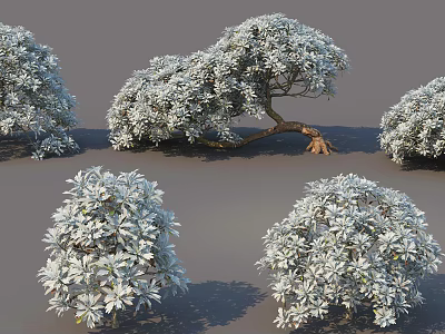 Lush Green Shrubs In Various Shapes For Garden Landscape Design 3d model