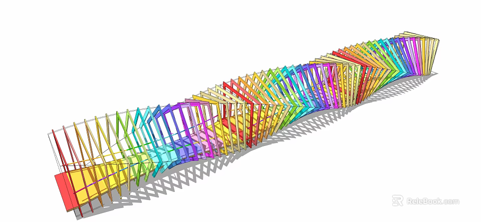 Colorful Pergola Design With Multicolored Frames And Shadow Effects 3d model 