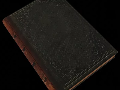 Vintage Leather Bound Book With Black Cover And Ornate Brown Spine Design 3d model