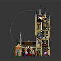 Lego Castle Tower Building With Gray Spires Multi Level Structure And Minifigures 3d model