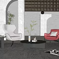 Modern sofa chair fabric sofa combination 3d model