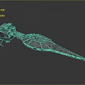 Futuristic SciFi Spaceship Design With Long Pointed Hull And Detailed Structure