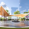 Modern Gallery Frame Landscape Gallery Frame Folding Line Gallery Frame Landscape Waterscape Circular Fountain Waterscape 3d model