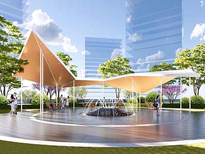 Modern Gallery Frame Landscape Gallery Frame Folding Line Gallery Frame Landscape Waterscape Circular Fountain Waterscape 3d model