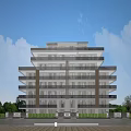 Modern Residential Building With Balconies And Green Surroundings