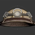 Vintage Miner Safety Helmet With Attached Lamp And Metal Straps