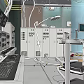 High Tech Laboratory Setup Featuring Large Cylindrical Device And Control Consoles 3d model