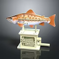 Detailed Articulated Salmon Model With Rainbow Trout Design On Display Base