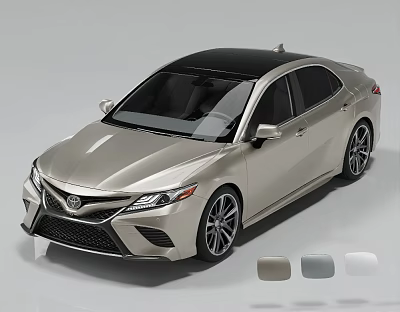Silver Sedan With Black Roof And Color Options For Modern Car Style 3d model