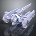 Sci Fi Mechanical Device 3D Model Featuring Silver White Body And Blue Glowing Elements 3d model