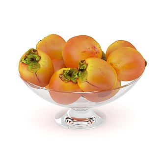 food fruit persimmon fruit plate 3d model