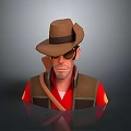 Adventurous Man With Brown Wide Brimmed Hat Sunglasses Brown Vest And Red Shirt