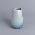 Indoor Green Plant in Modern Silver Blue Gradient Ceramic Vase with Metallic Finish