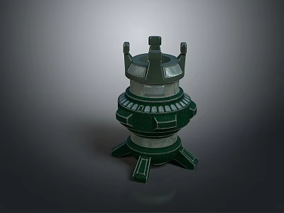 Ornate Multi Layered Tower Structure With Green Gray Finish And Decorative Base 3d model