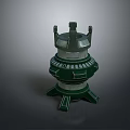 Ornate Multi Layered Tower Structure With Green Gray Finish And Decorative Base