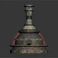 Detailed Architectural Model With Stone Brick Dome Tower And Detailed Base