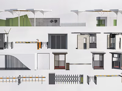 Modern Security Booth Designs Featuring Diverse Styles And Entrance Barriers 3d model