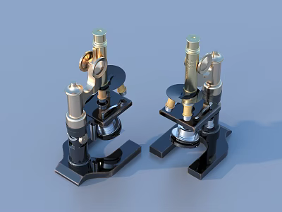 Two Practical Microscopes As Useful Household Supplies With Stable Base And Metal Structure Design 3d model