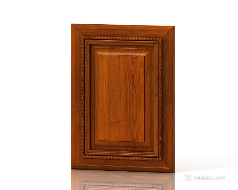 Classic Wooden Cabinet Door With Carved Frame And Natural Wood Grain 3d model 