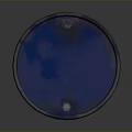 Cylindrical Blue Rusty Metal Barrel With Ribbed Surface On Dark Background