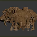 Collection of Animal Wood Carvings Arranged on Gray Background with Reflections