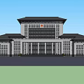 Traditional Style Modern Building With Multi Story Structure Light Colored Facade And Black Roof Design