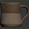 Handcrafted Ceramic Pitcher With Striped Texture And Brown Beige Artisanal Design 3d model