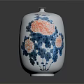 White Decorative Porcelain Vase With Red And Blue Floral Patterns For Home Decor