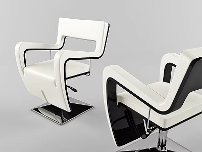 Modern Minimalist White Leather Chairs With Black Accents And Metal Base 3d model