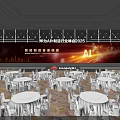 Elegant Stage for Huawei AI Summit Spring Dinner With Bright Lighting Round Tables and Chairs