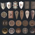Various Medieval Shields Collection With Different Shapes And Ornate Designs 3d model
