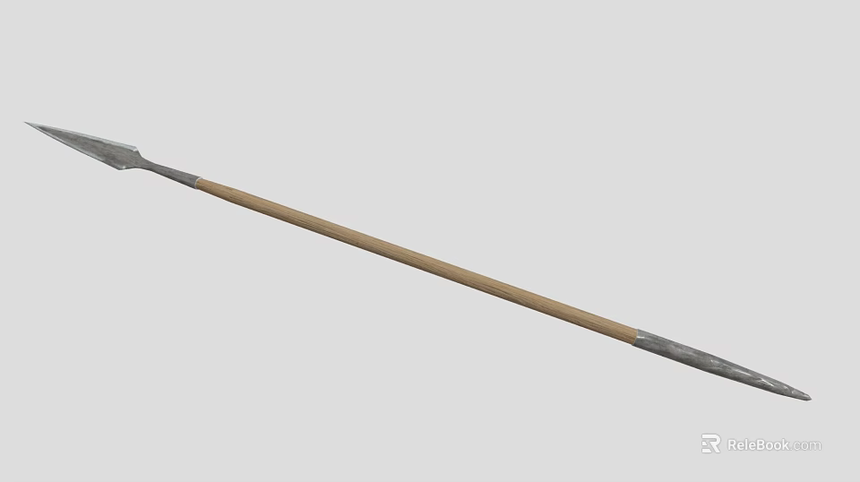 Classic Traditional Weapon Featuring Long Wooden Handle And Sharp Metal Tip 3d model 