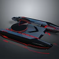 Futuristic Spaceship Design Featuring Black Gray Body Red Accent Lines And Streamlined Structure
