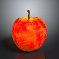 Fresh Juicy Red and Orange Apple with Brown Stem on Gray Background