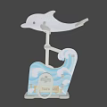 3D Dolphin Shaped Decorative Ornament With Ocean Themed Base Design