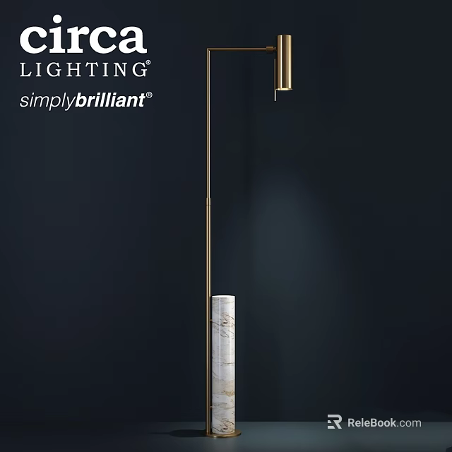 Modern Floor Lamp With Metal Stand And Marble Base For Interior Lighting 3d model 