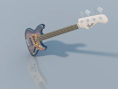 Fender Electric Bass Guitar Featuring Gray Body White Headstock And Reflection Surface 3d model