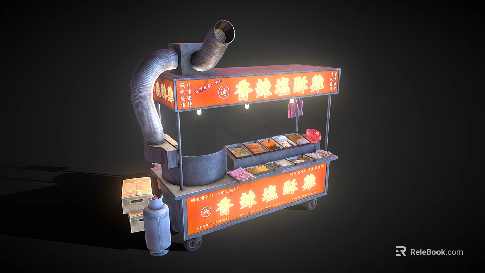 Commercial Mobile Food Cart With Display Area For Selling Spicy Pig's Trotters 3d model 