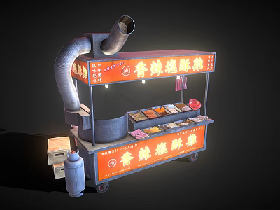 Commercial Mobile Food Cart With Display Area For Selling Spicy Pig's Trotters 3d model