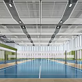 Indoor Sports Gymnasium Featuring Basketball Court Wooden Floor Green Walls Large Windows And Ceiling Lights