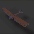 Light Gray Biplane Model in 3D Rendering with Dark Gradient Background