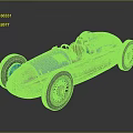 Vintage Blue And Copper Race Car With Open Cockpit Yellow Steering Wheel And Large Wheels