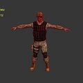 Man in camouflage uniform with black vest helmet and yellow boots arms outstretched