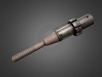 Vintage Weapon With Wooden Handle Metal Head And Reinforced Metal Band Structure 3d model