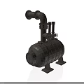 Rusty Industrial Equipment With Metal Pipes Valves And Cylindrical Tank