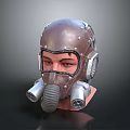 Futuristic Brown Leather Helmet with Goggles Metal Tubes and Rivets Design