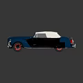 Blue Vintage Car With White Convertible Top Red Rimmed Wheels And Classic Design