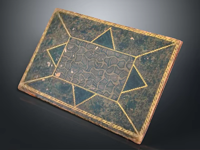 Vintage Decorative Box With Geometric Patterns Golden Border And Textured Surface 3d model